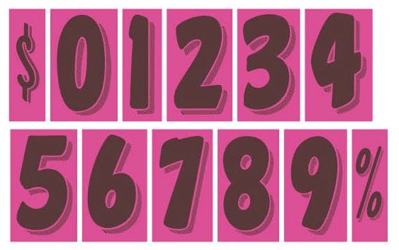 7.5 in. HOT PINK & BLACK WINDSHIELD NUMBERS